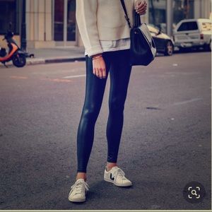 Spanx faux leather leggings, black, sz L, like new